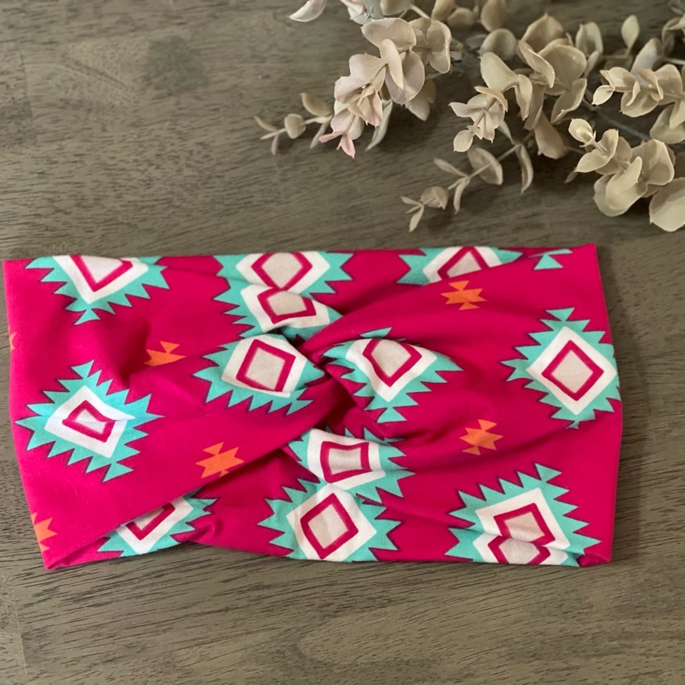 Pink tribal twist headband